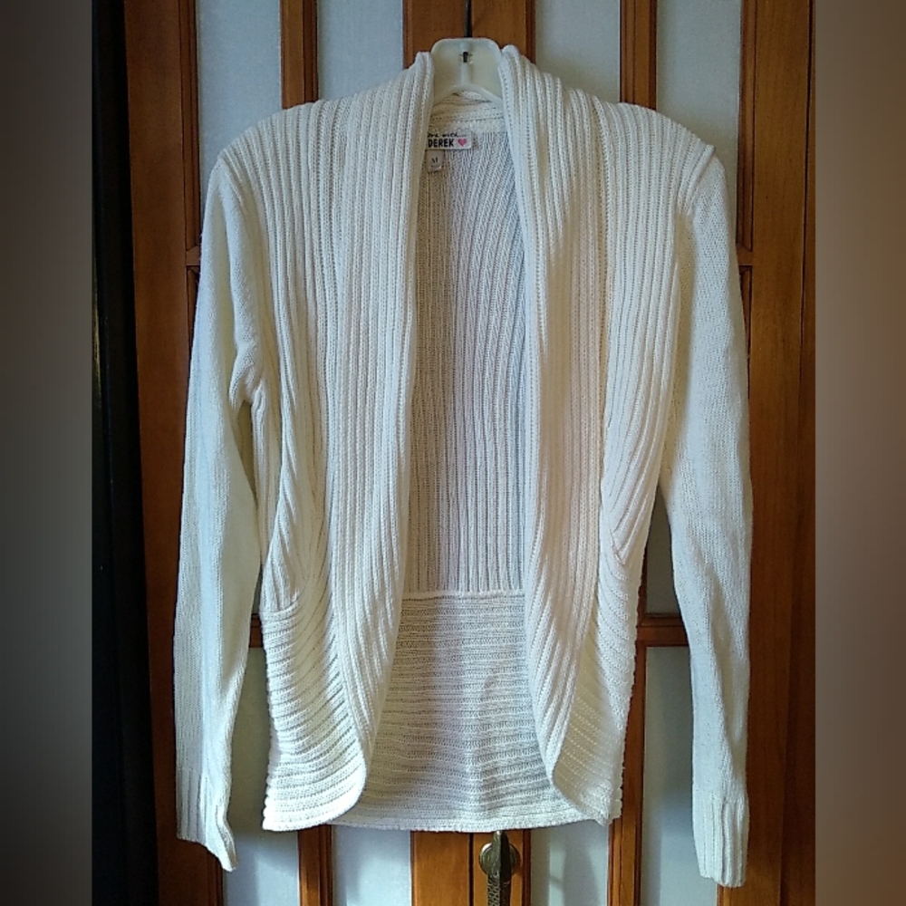 Cream Cardigan Sweater Open Front  Shawl Collar Sz M By I'm In Love With Derek